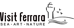 Logo Visit Ferrara, portale ufficiale del turismo di Ferrara e Comacchio, partner del villaggio Riviera Romagnola
